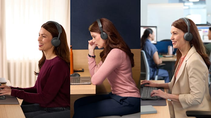 thumbnail showing a women working from differnt work stations with zone wireless 2 es business headset